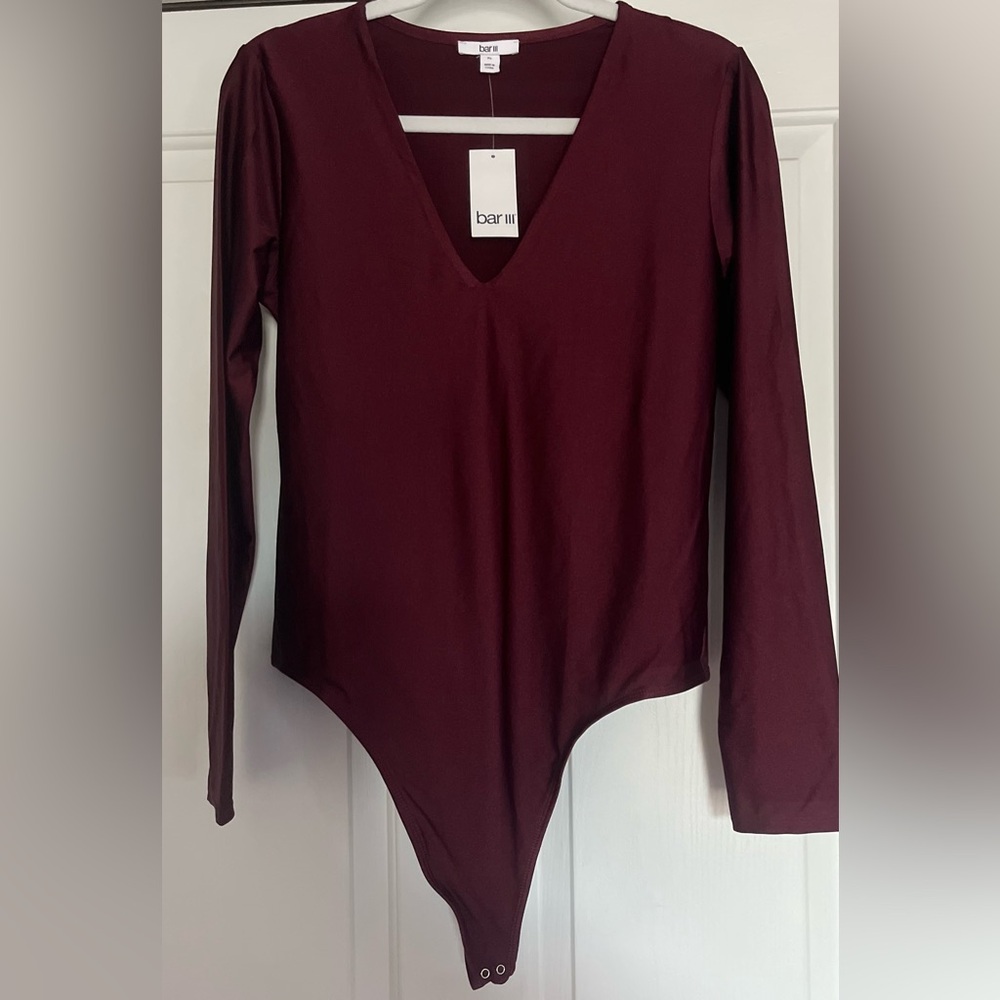 BAR III Women's Deep Burgundy V-Neck Bodysuit